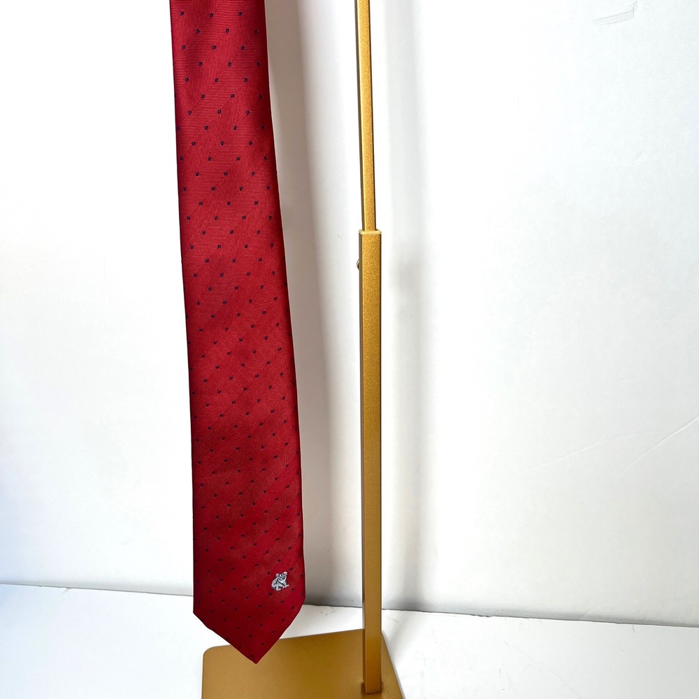 Vtg Austico Mens Red Chevron‎ Polka Dot Tie Embroidered Koala Made in Australia